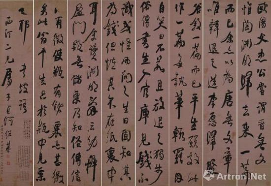 何绍基 &nbsp;行书苏轼《跋韩退之送李愿序》屏 &nbsp; 163 cm×30cm &nbsp;清 &nbsp;湖南省博物馆藏